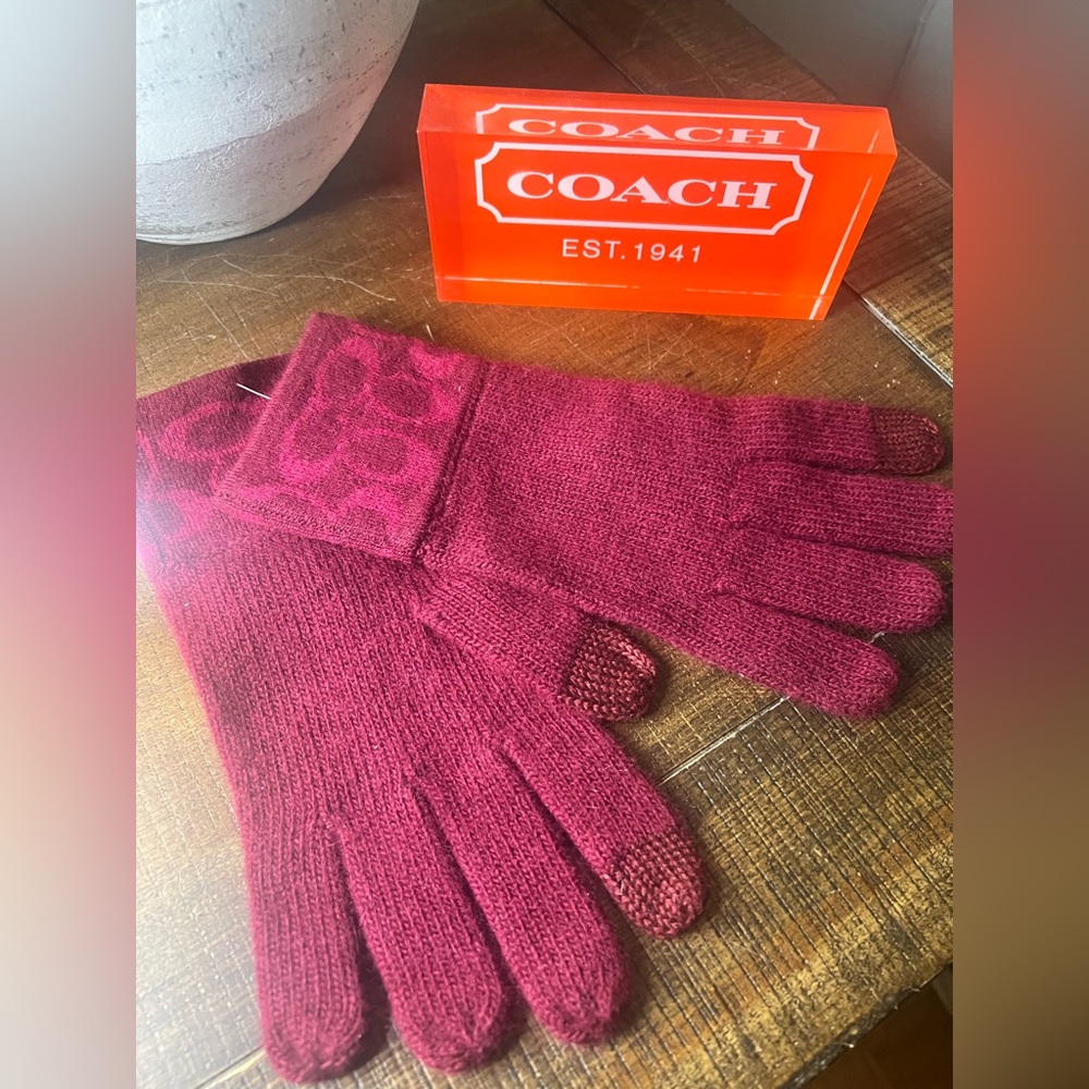 Coach Logo Knit “Touch” Gloves